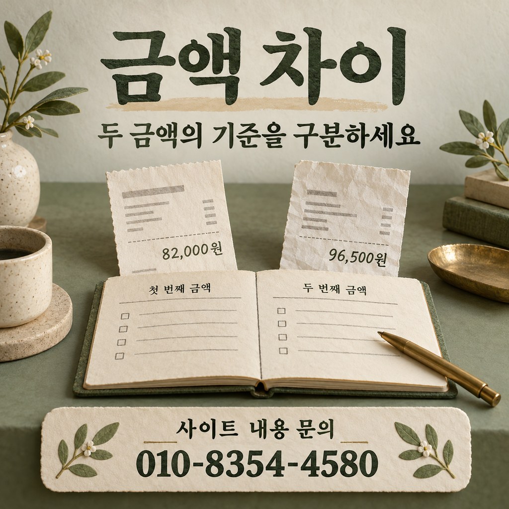 카드깡 수수료 금액 차이 · 계산 기준을 어떻게 남기면 좋을까요? · 내용 문의 010-8354-4580